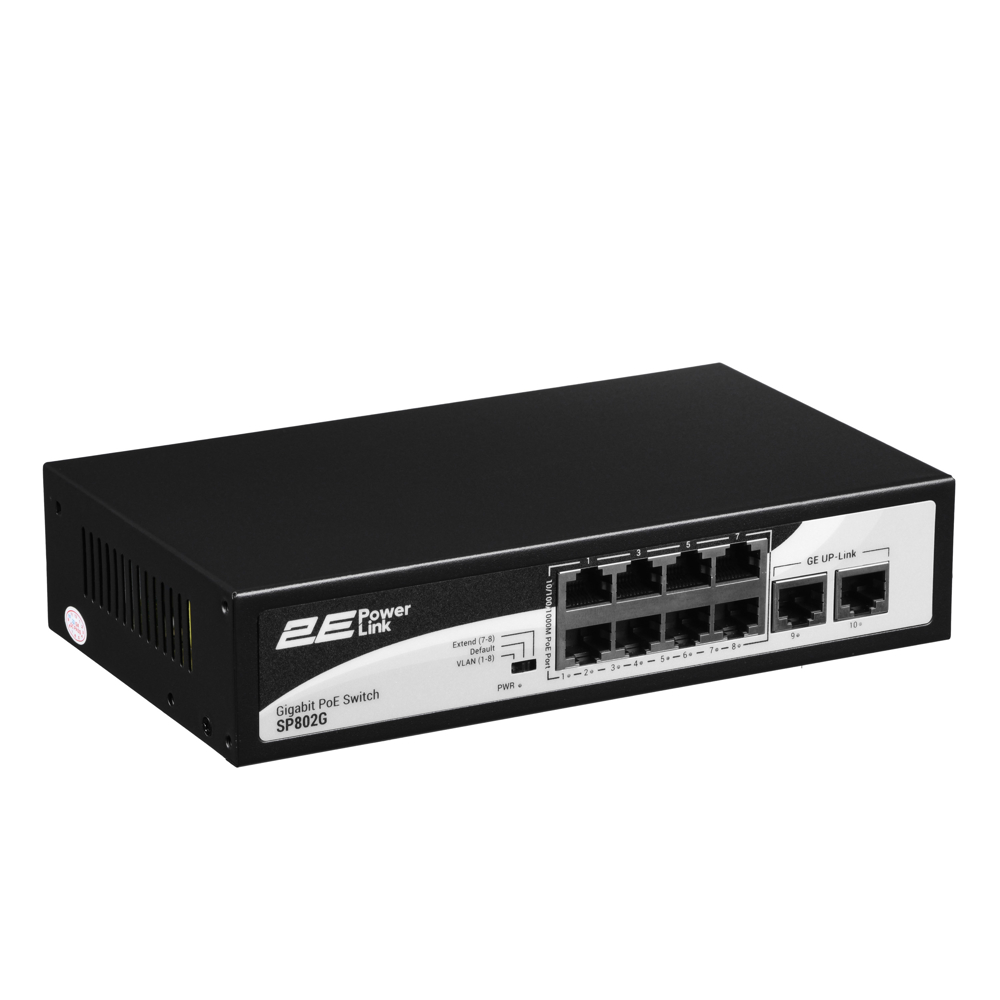 POE+Switch 2E 2E-SP802G-2 SP802G PowerLink , 16-Port Gigabit, Black
