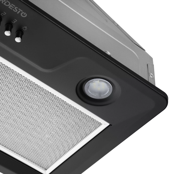 Ardesto Hood integrated, 52cm, 700m3h, metal, 2х1W LED, button, black