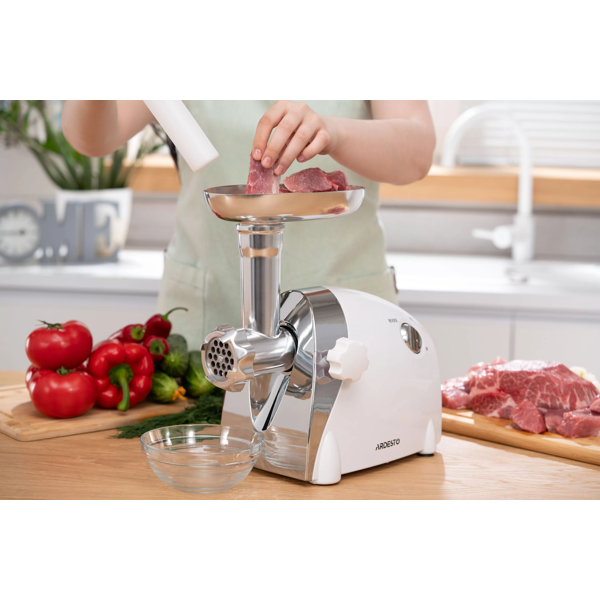 ხორცსაკეპი Ardesto MGA-2000W, 2000W, Meat Grinder, White/Silver