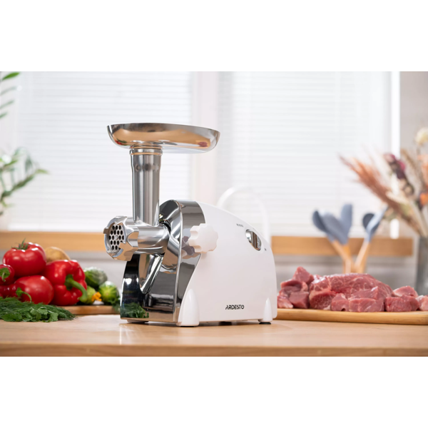 ხორცსაკეპი Ardesto MGA-2000W, 2000W, Meat Grinder, White/Silver