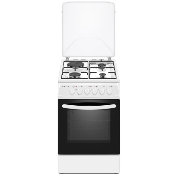 გაზქურა Cron TG5631GC, 3Gas +1 Electric, Gas Cooker, White