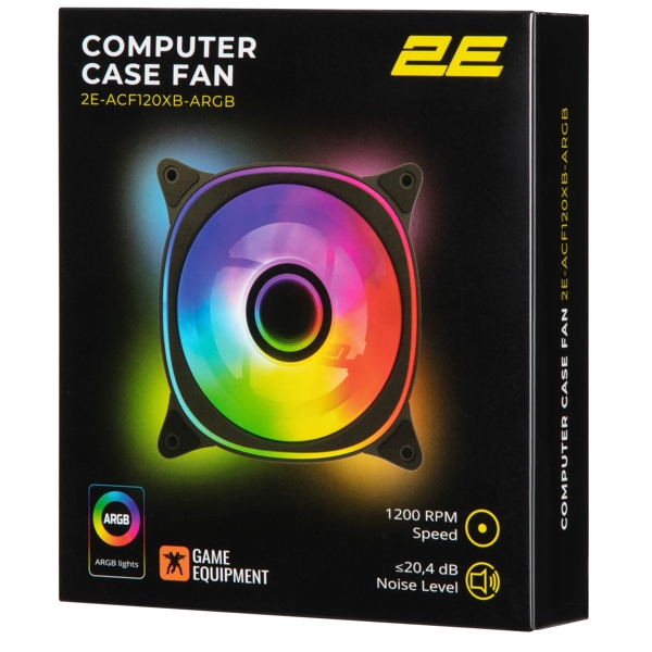 ქულერი 2E 2E-ACF120XB-ARGB, 120mm, 1200rpm, Case Fan, Black