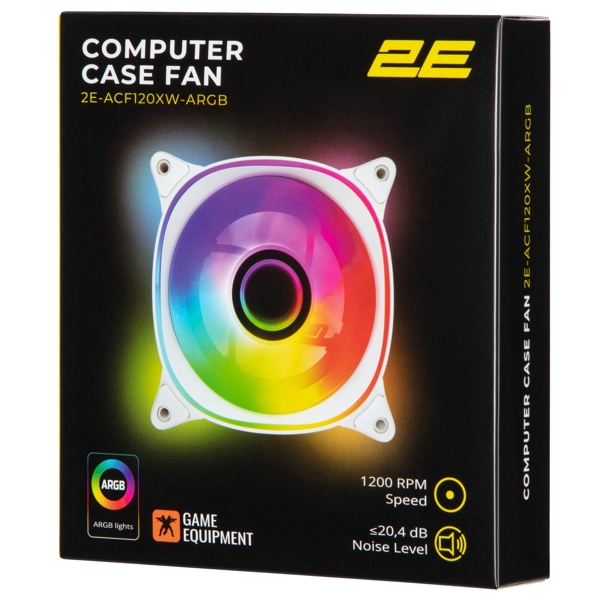 ქულერი 2E 2E-ACF120XW-ARGB, 120mm, 1200rpm, Case Fan, White