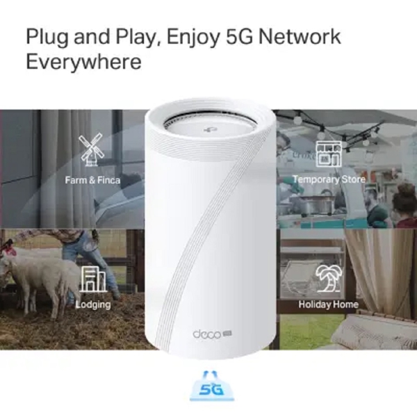 როუტერი TP-Link Deco BE65-5G(1-pack), 5765Mbps, Home Mesh WiFi 7 System, White