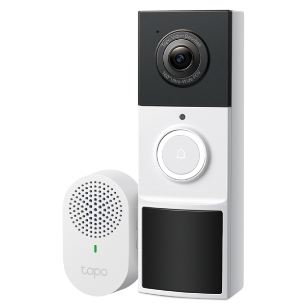 კარის ვიდეო ზარი TP-Link Tapo D210, Wire-Free Video Doorbell, 2K 3MP, 2-Way Audio, Night Vision, White/Black