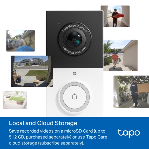 კარის ვიდეო ზარი TP-Link Tapo D210, Wire-Free Video Doorbell, 2K 3MP, 2-Way Audio, Night Vision, White/Black