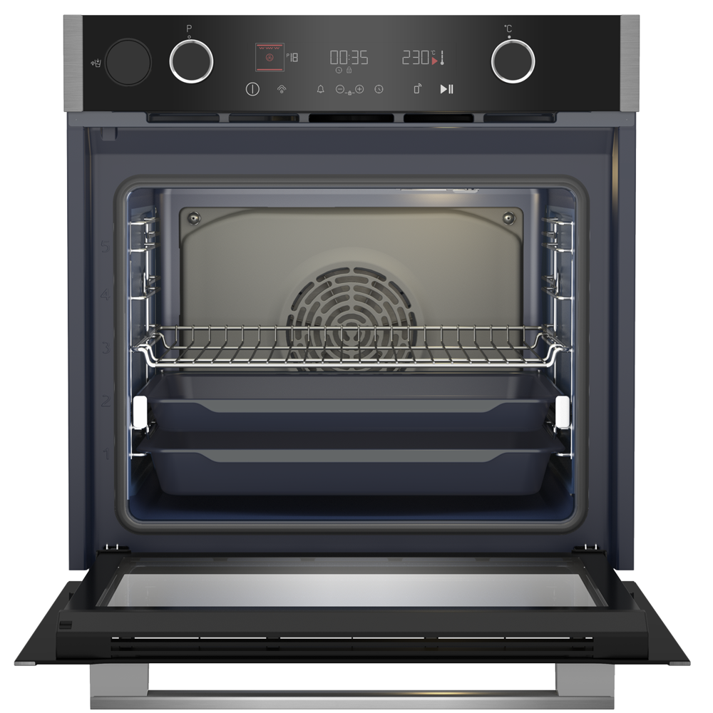 Built-In Electric Oven Grundig GEBD19401BHI, 3400W, 72L, Black/Silver