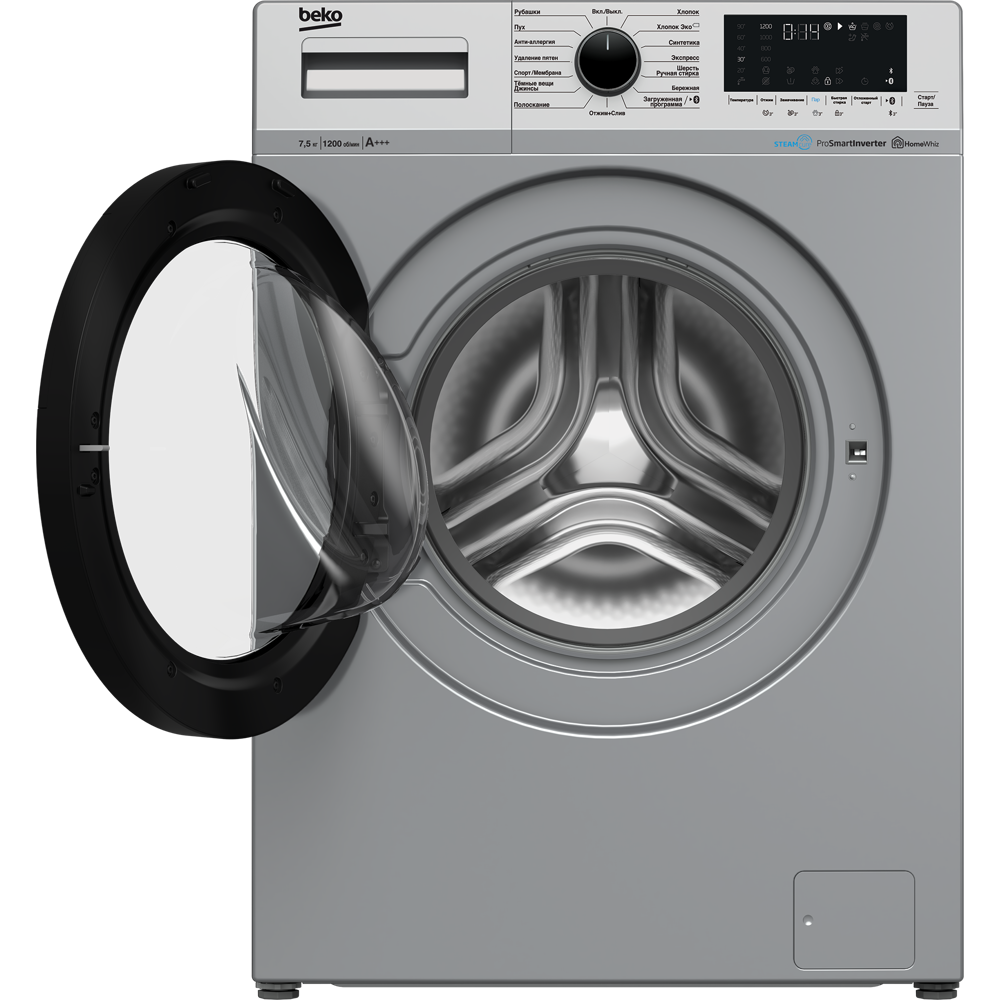 სარეცხი მანქანა Beko WSPE7H616S, 7.5Kg, A+++, 1200Rpm, Washing Machine, Grey