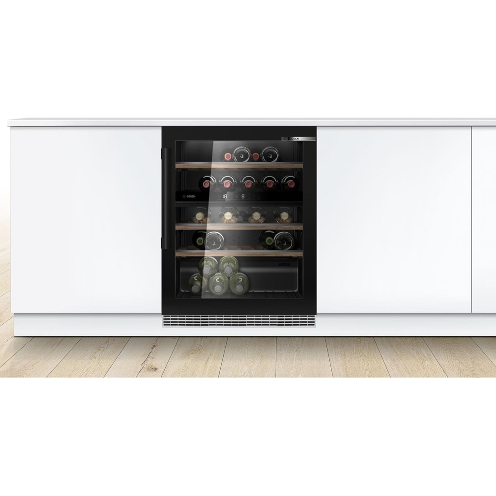 ჩასაშენებელი ღვინის მაცივარი Bosch KUW21AHG0, 120L, G, 38dB, Built-in Wine Refrigerator, Black