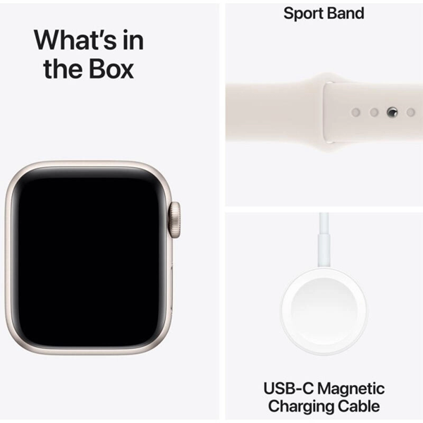 Smart Watch Apple MEH54RK/A Watch SE 3 40mm, 1.57", Bluetooth, Wi-Fi, WR50 Waterproof, Starlight