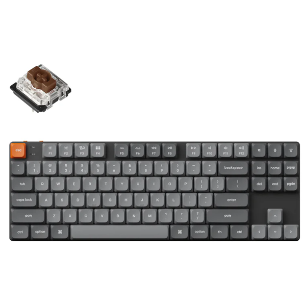კლავიატურა Keychron K1M-B3 K1 Max, Gateron Brown, Wireless, USB-C, Bluetooth, RGB, Mechanical Gaming Keyboard, Black