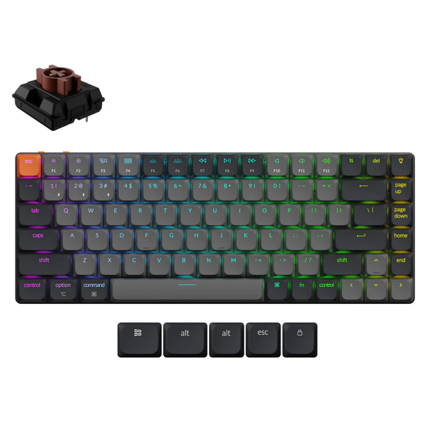 კლავიატურა Keychron K3X-B3 K3 V3, K Brown, Wireless, USB-C, Bluetooth, RGB, Mechanical Gaming Keyboard, Black