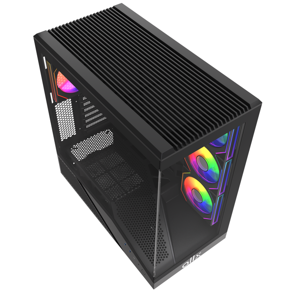 Computer Case ALLX AX-G2346, ATX, MATX, ITX, USB 3.0, Type-C, HD Audio, Black