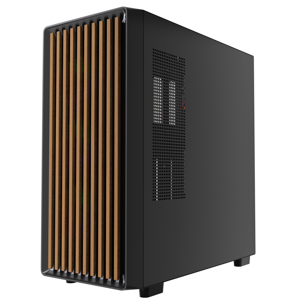 Computer Case ALLX AX-G2147, EATX, ATX, MATX, ITX, USB 3.0, USB, HD Audio, Black/Brown