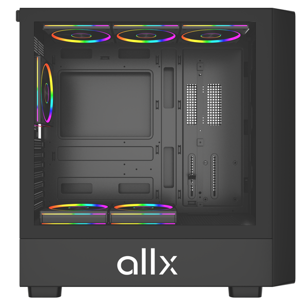 Computer Case ALLX AX-G2147, EATX, ATX, MATX, ITX, USB 3.0, USB, HD Audio, Black/Brown