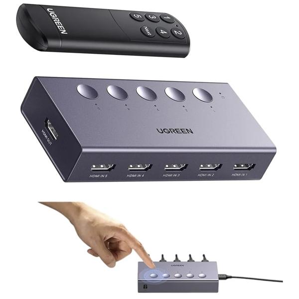 HDMI Switch UGREEN CM568 (25857), 4k 60hz, Grey