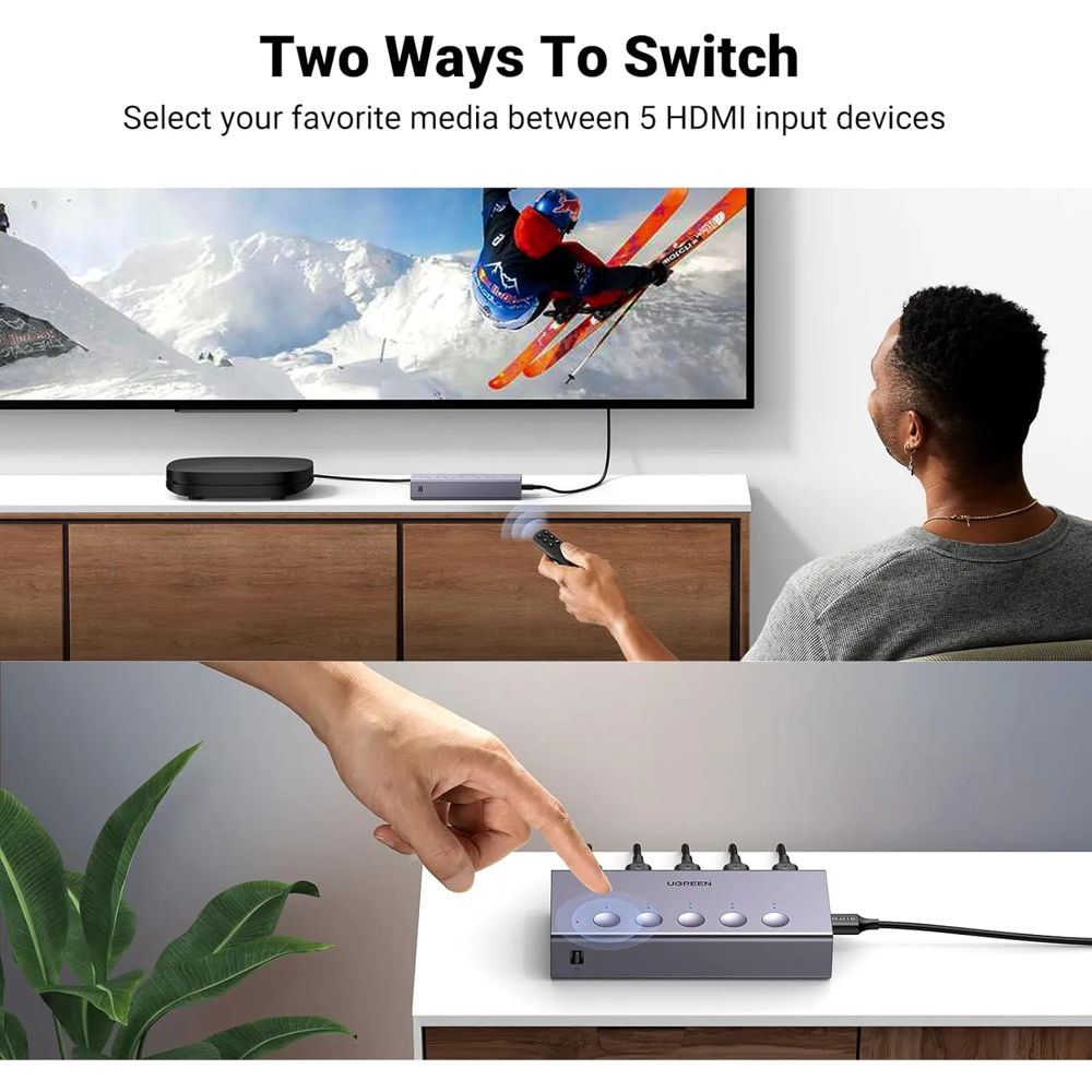 სვიჩი UGREEN CM568 (25857), 4k 60hz, HDMI Switch, Grey