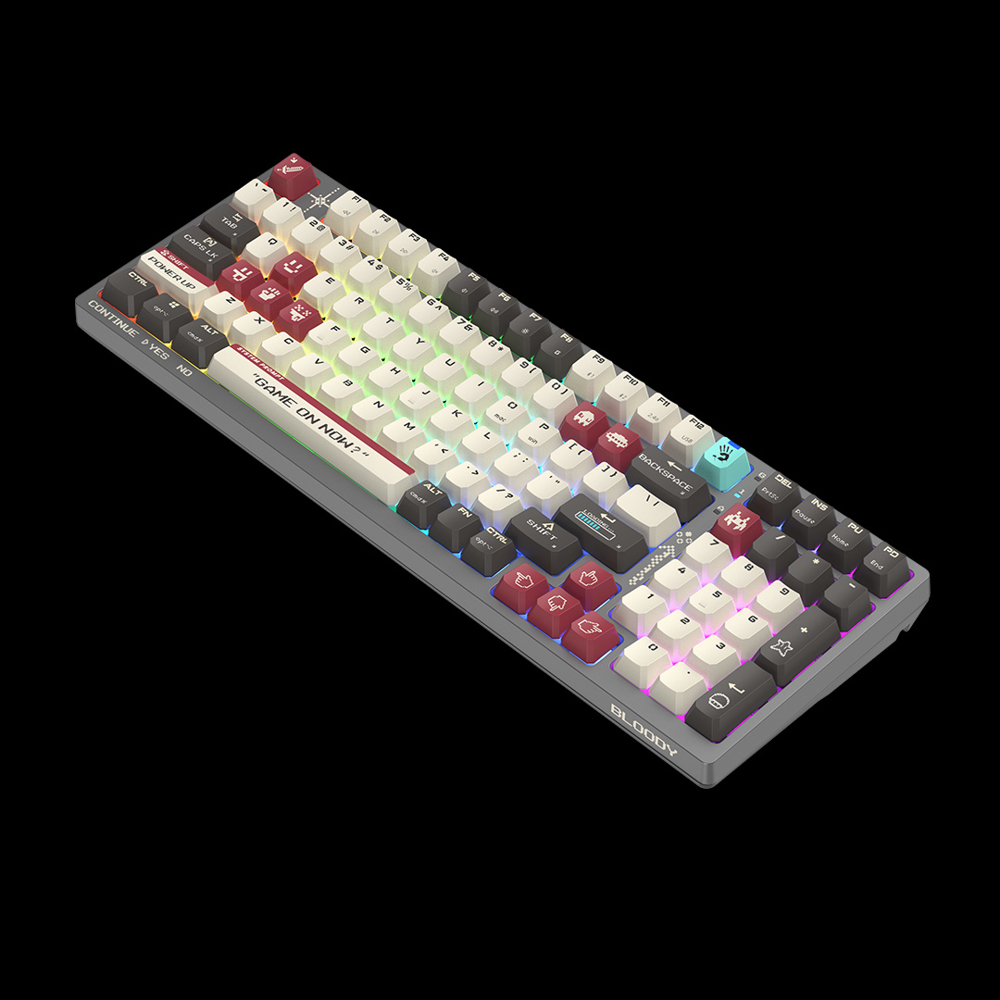 კლავიატურა A4Tech Bloody WS98 Dual-Core, BLMS Red Plus Switch, Wireless, USB, 2.4GHz, Bluetooth, RGB, Mechanical Gaming Keyboard, Pixels Red