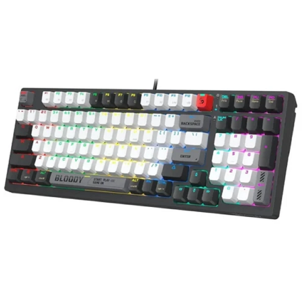 კლავიატურა A4Tech Bloody WS98 Dual-Core, BLMS Red Plus Switch, Wireless, USB, 2.4GHz, Bluetooth, RGB, Mechanical Gaming Keyboard, Bloody Grey