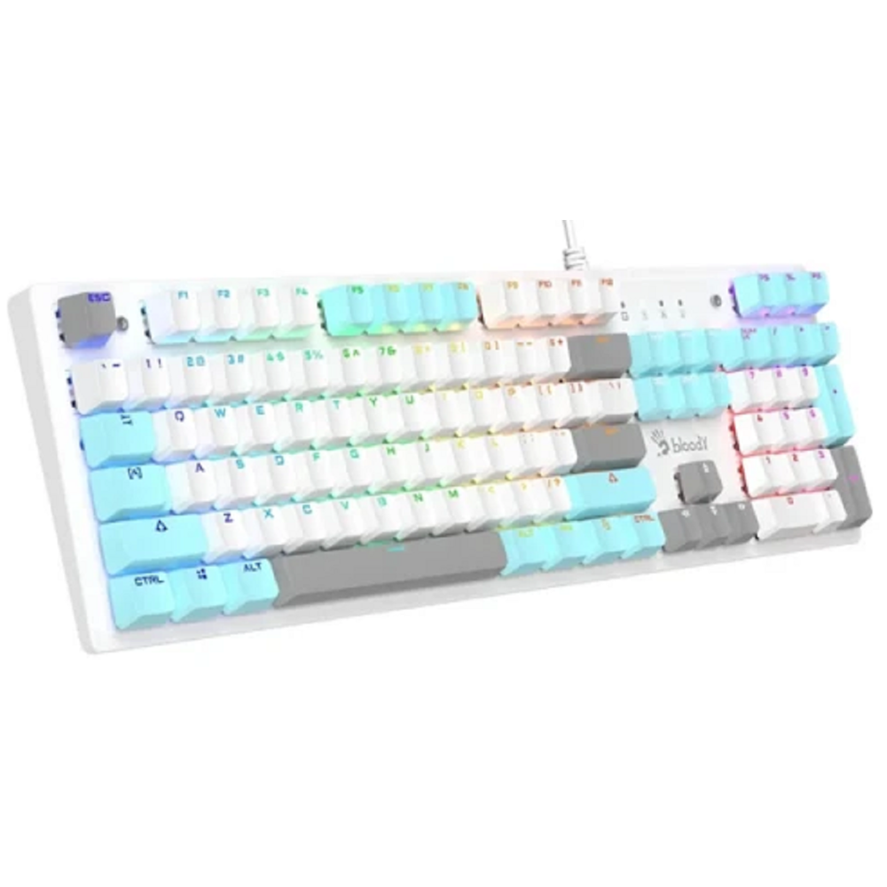 კლავიატურა A4Tech Bloody S520N, BLMS Brown Switch, Wired, USB, RGB, Mechanical Gaming Keyboard, Icy White