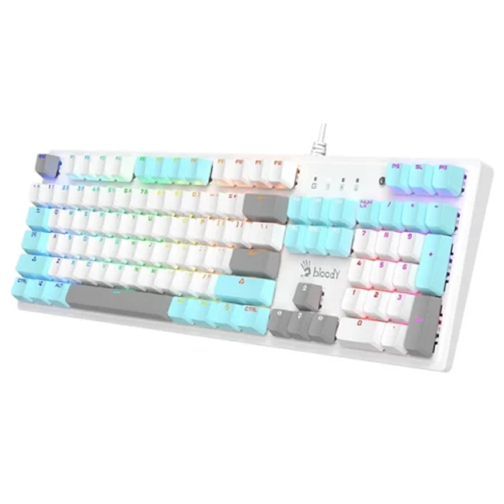 კლავიატურა A4Tech Bloody S520N, BLMS Brown Switch, Wired, USB, RGB, Mechanical Gaming Keyboard, Icy White