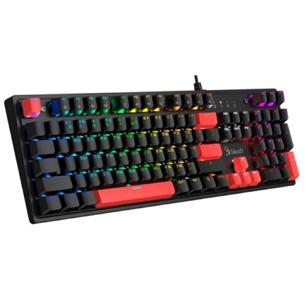 კლავიატურა A4Tech Bloody S520N, Red Plus Switch, Wired, USB, RGB, Mechanical Gaming Keyboard, Fire Black