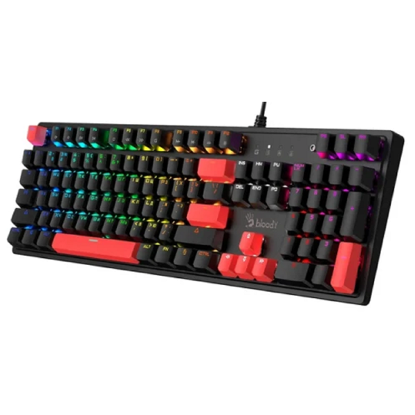 კლავიატურა A4Tech Bloody S520N, Red Plus Switch, Wired, USB, RGB, Mechanical Gaming Keyboard, Fire Black