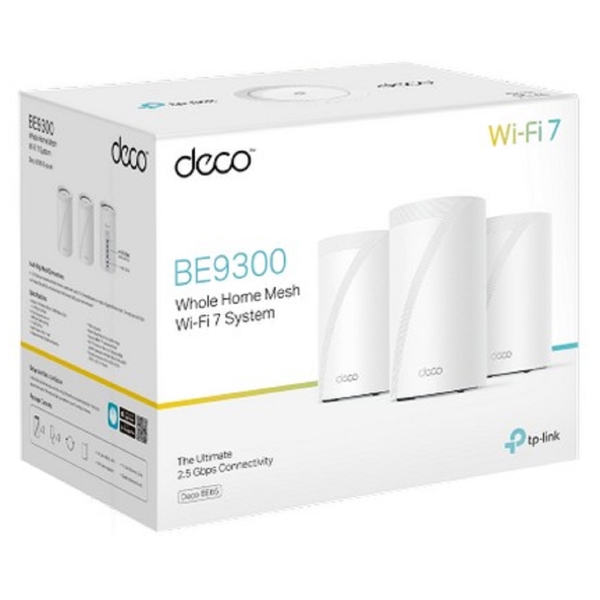 Home Mesh WiFi 7 System TP-Link Deco BE65(3-pack), 5760 Mbps, White