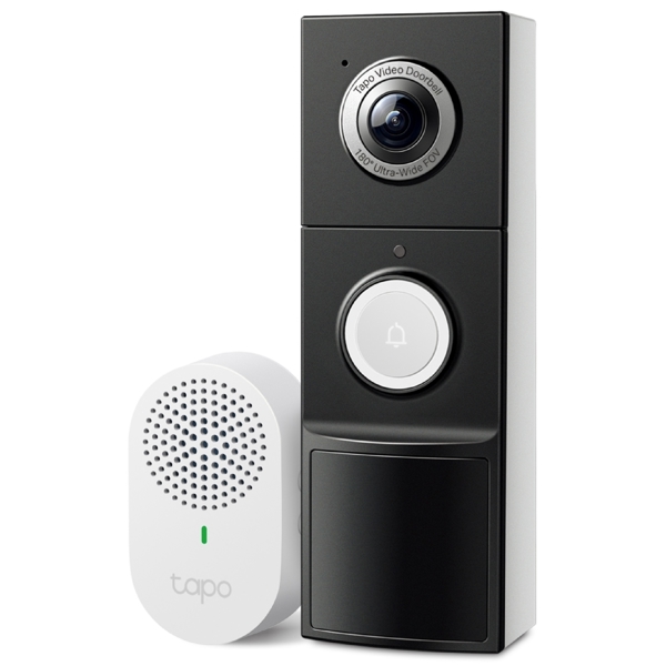 კარის ვიდეო ზარი TP-Link Tapo D235, Wire-Free Video Doorbell, 2K 5MP, 2-Way Audio, Night Vision, Black