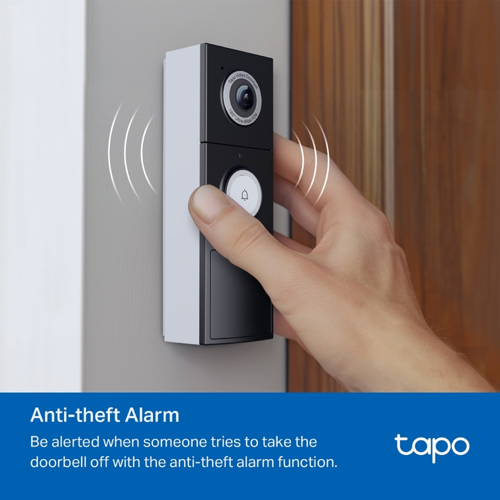 კარის ვიდეო ზარი TP-Link Tapo D235, Wire-Free Video Doorbell, 2K 5MP, 2-Way Audio, Night Vision, Black