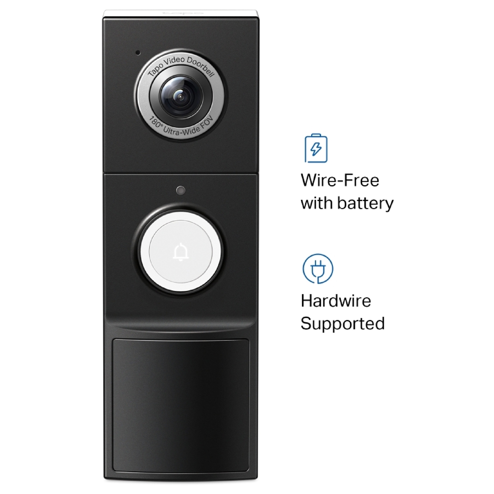 Wire-Free Video Doorbell TP-Link Tapo D235, 2K 5MP, 2-Way Audio, Night Vision, Black