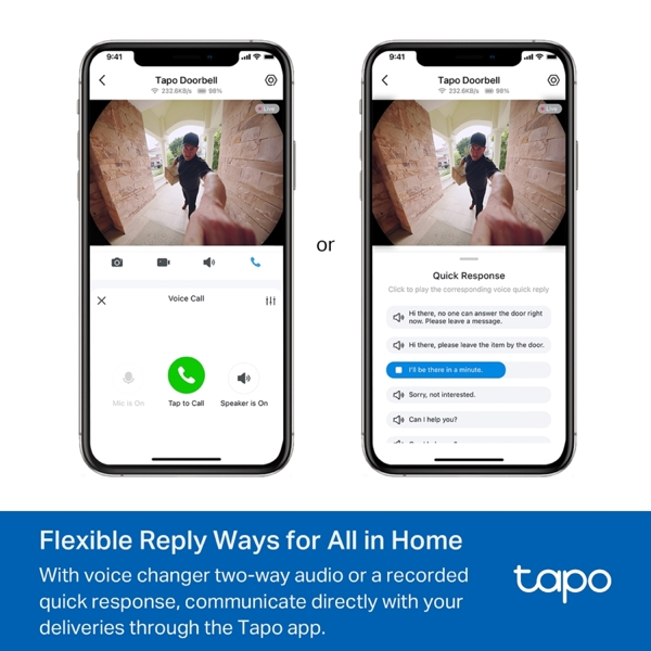 კარის ვიდეო ზარი TP-Link Tapo D235, Wire-Free Video Doorbell, 2K 5MP, 2-Way Audio, Night Vision, Black