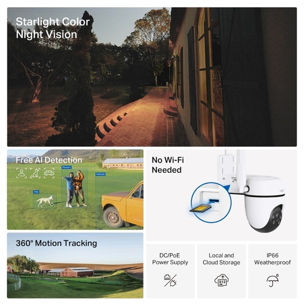 ვიდეო სათვალთვალო კამერა TP-Link Tapo C501GW, Outdoor Pan/Tilt 4G LTE Camera, White