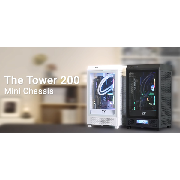 ქეისი Thermaltake CA-1X9-00S1WN-00 Tower 200, Computer Case, MiniT, Mini-ITX, USB-C 3.2, 2xUSB 3.0, HD Audio, Black
