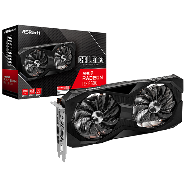 ვიდეო დაფა ASRock 90-GA2RZZ-00UANF Challenger Dმ Radeon RX6600, 8GB, 128Bit, DP, HDMI, Black