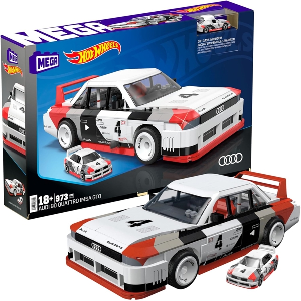 ასაწყობი სათამაშო მანქანა Mattel HRY20 Mega Audi 90 Quattro ISMA GTO, White