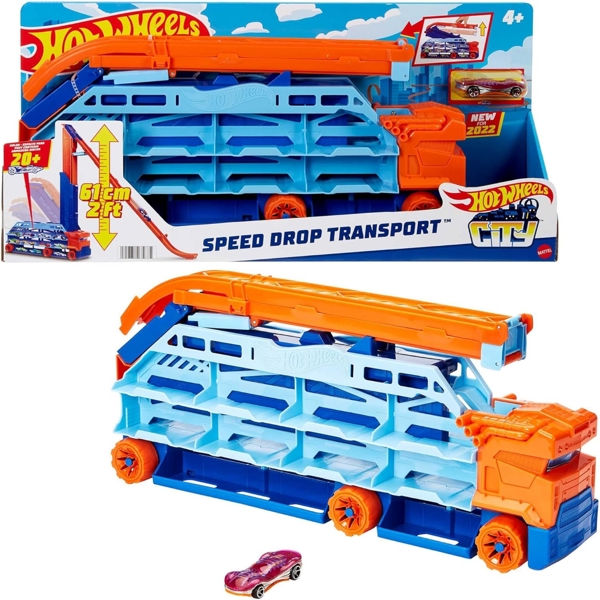 სათამაშო ამწე Mattel HDY92 Hot Wheels City Air Drop Hauler, Blue