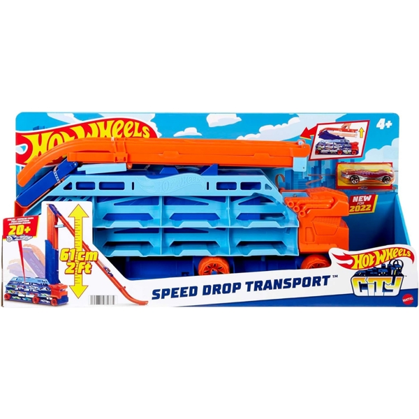 სათამაშო ამწე Mattel HDY92 Hot Wheels City Air Drop Hauler, Blue