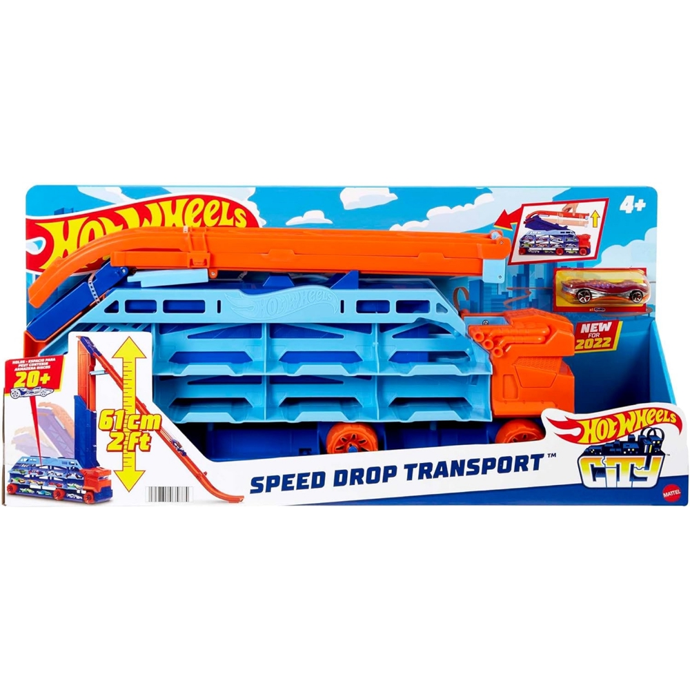სათამაშო ამწე Mattel HDY92 Hot Wheels City Air Drop Hauler, Blue