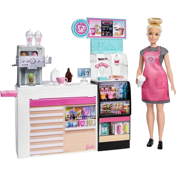 MATTEL GMW03 Barbie Coffee Shop Playset, Pink