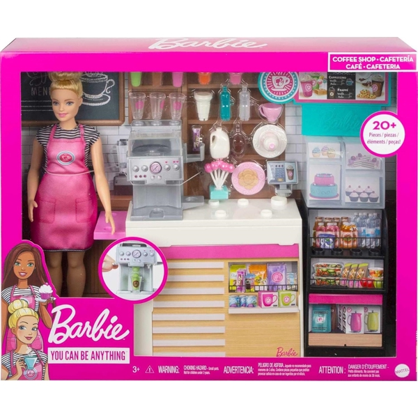 MATTEL GMW03 Barbie Coffee Shop Playset, Pink