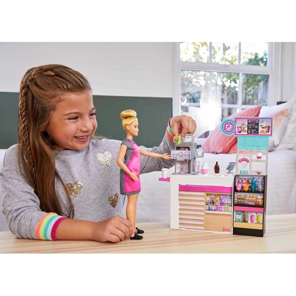 MATTEL GMW03 Barbie Coffee Shop Playset, Pink