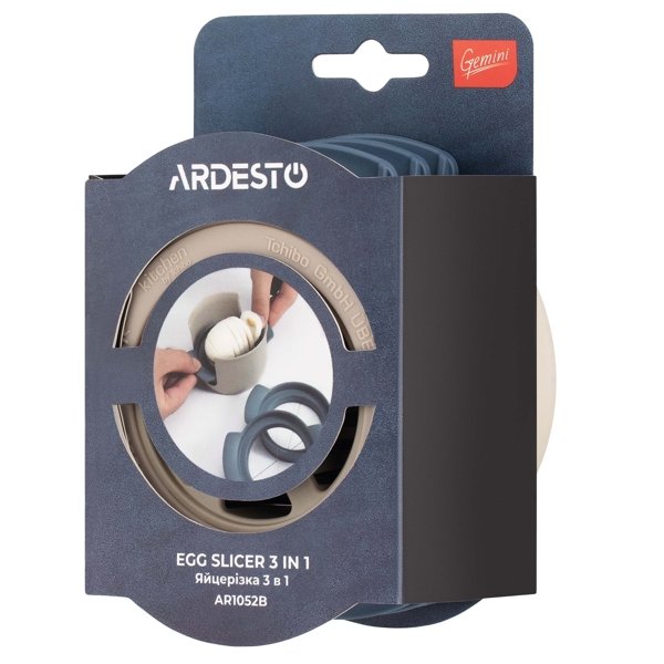 კვერცხის საჭრელი Ardesto AR1052B 3 in 1 Gemini, Egg Slicer, Gray/Blue