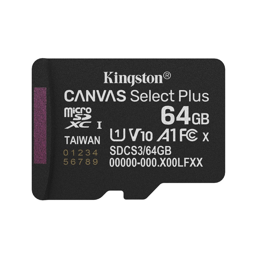 Memory Card Kingston SDCS3/64GB Canvas Select Plus Gen3, 64GB, microSDXC, UHS-I, U1, Black