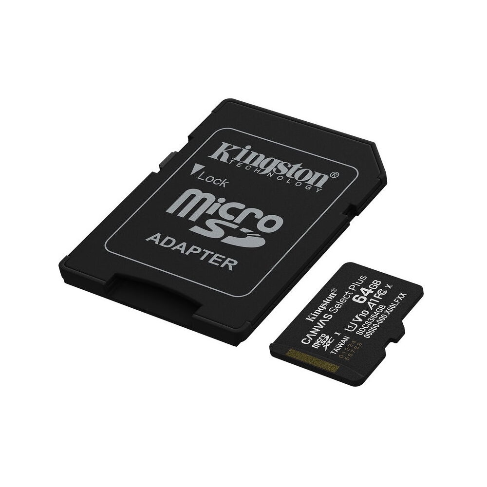 Memory Card Kingston SDCS3/64GB Canvas Select Plus Gen3, 64GB, microSDXC, UHS-I, U1, Black