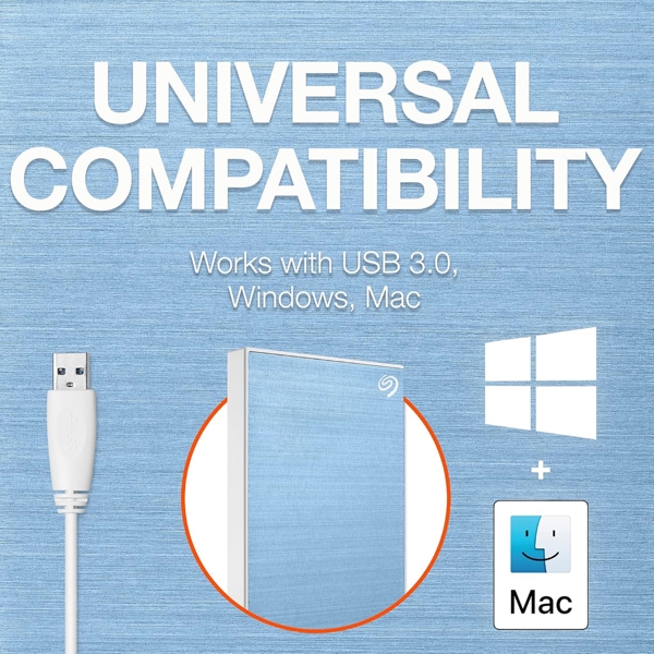 გარე მყარი დისკი Seagate STKY1000402 One Touch, 1TB, External HDD, 2.5", USB3.0, Light Blue