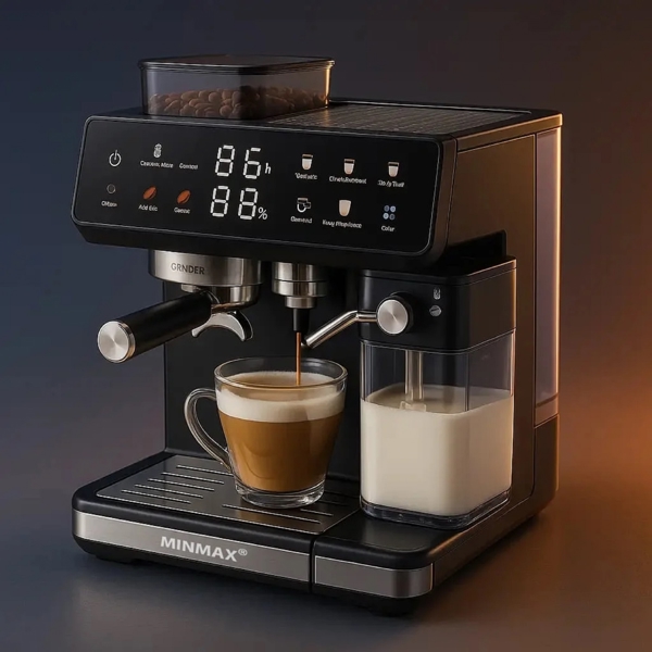 ყავის აპარატი MinMax MNC-5710, 1350W, 2.6L, Coffee Machine, Silver