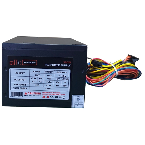 კვების ბლოკი ALLX AX-P500SP3, 500W, Power Supply, Black