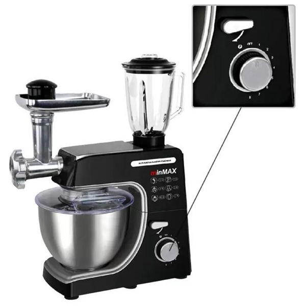 სამზარეულოს კომბაინი MinMAX MIX-9112, 1000W, 6L, Food Processor, Black
