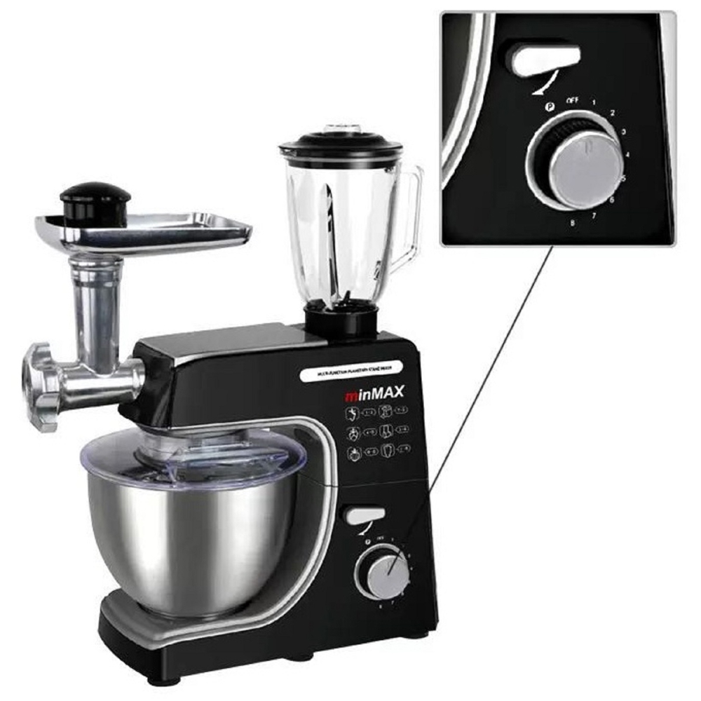სამზარეულოს კომბაინი MinMAX MIX-9112, 1000W, 6L, Food Processor, Black